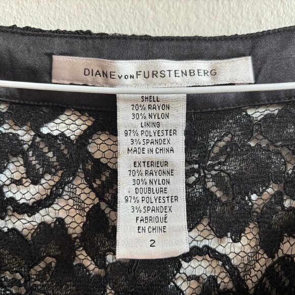 Sz2 Diane von Furstenberg Authentic Mini Black Lace Dress – Perfect LBD! - Picture 6 of 14